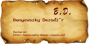 Benyovszky Dezsér névjegykártya